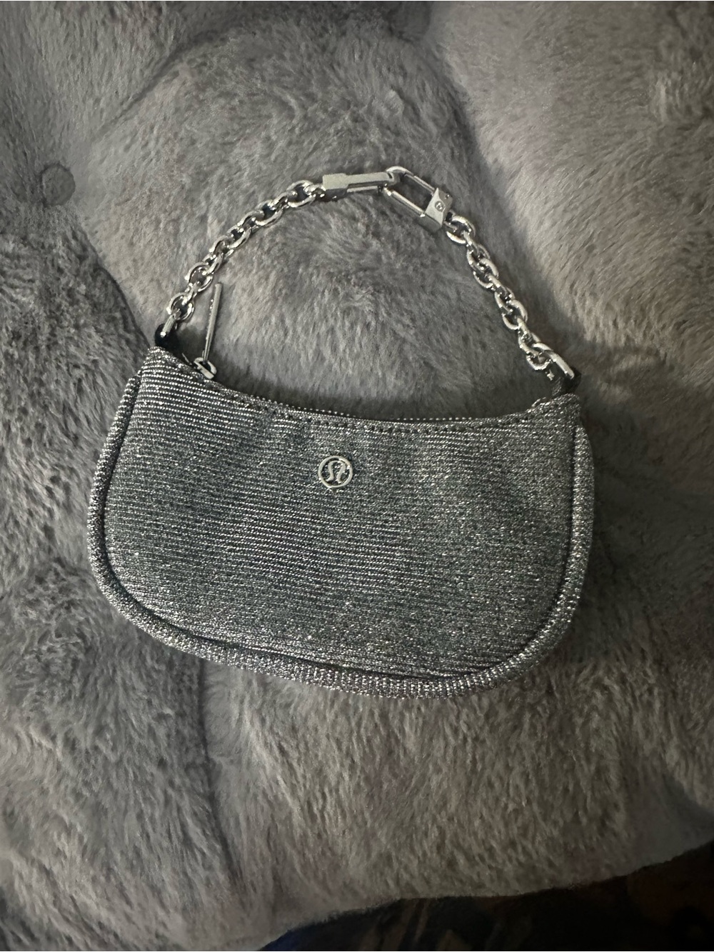 lululemon athletica Silver Sparkle Chain Mini Bag